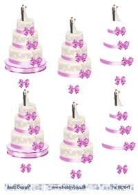 Billede: bryllupskage med pink bånd, barto design