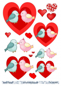 Billede: 2 kærlige fugle i hjertet i hjertet, barto design