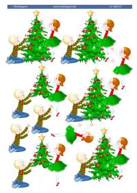 Billede: børn pynter juletræet, hobbygros, førpris kr. 6,- nupris