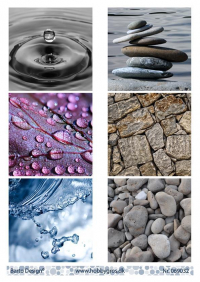 Billede: 6 billeder med vand og sten, barto design