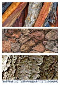 Billede: 3 baggrundsbilleder med træ og stenmur til slimcard, barto design