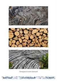 Billede: 3 billeder til minislimcard med træstruktur og brændestabel, barto design