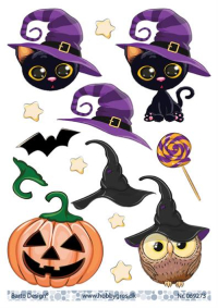 Billede: halloween kat, ugle og græskar, barto design