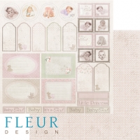 Billede: Fleur Design Scrapbooking Ark 30,5x30,5cm 1 ark dobbeltsidet FD1004012, førpris kr. 8,- nupris