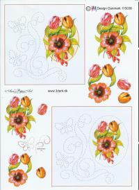 Billede: sy-ark nr. 38, blomster i oval, hmdesign, førpris kr. 6,- nupris