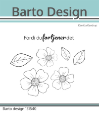 Billede: Barto Design Clearstamp blomsterhoveder og blade, Største blomst: 3,1x3,2cm