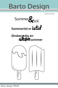 Billede: Barto Design Clearstamp 2 ispinde, Sommer & Sol, Sommertid er istid, Ønsker dig en skøn sommer, Is: 3x7cm