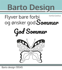 Billede: Barto Design Clearstamp Flyver bare forbi og ønsker god Sommer, God Sommer, Sommerfugl: 5x4,2cm