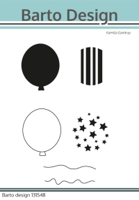 Billede: Barto Design Clearstamp 2 balloner og 2 mønstre hertil, Snor: 0,4x4,5m 