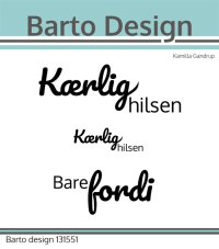 Billede: Barto Design Clearstamp Kærlig hilsen, Kærlig hilsen, Bare fordi, Største: 7,2x2,4cm