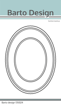 Billede: skæreskabelon 3 ovale baggrundsdies, 1 med scallopkant og 2 med dotskant, Barto Design Dies 