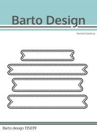 Billede: skæreskabelon 4 bannere med dots kanten rundt og afrundede spidser, Barto Design Dies 