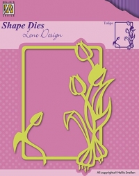 Billede: skære/prægeskabelon NS Lene Design Shape Die, ramme med tulipaner SDL017, nellie snellen, førpris kr. 70,00, nupris