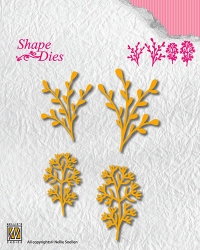 Billede: skæreskabelon små grene, NELLIE SNELLEN SHAPE DIE “Flower-3” SD134, max size: 36x50mm, førpris kr. 60,- nupris