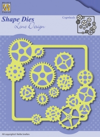 Billede: skære/prægeskabelon tanhjulsramme med løse tandhjul, NS LENE DESIGN SHAPE DIE SDL038, førpris kr. 96,00, nupris