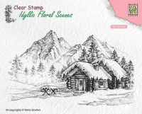 Billede: Nellie Snellen Clearstamps “Snowy Landscape with cottage” IFS015, 140x83mm, førpris kr. 40,- nupris