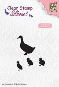 Billede: NS CLEARSTAMP “Duck with chicks″ SIL059, 53x59mm, førpris kr. 20,- nupris