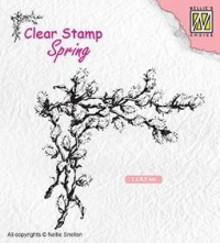 Billede: NS CLEARSTAMP “Corner with willow catkins″ SPCS009, 70x67mm, førpris kr. 18,- nupris