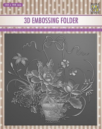 Billede: NS 3D Embossingfolder kurv med blomster, 150x150mm 