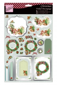Billede: Anita's Udstanset 3D ark, juledyr i planter og med julekrans, “ANT 169569?