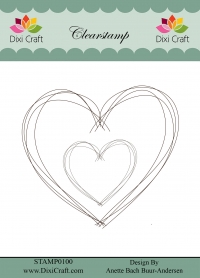 Billede: DIXI CRAFT CLEARSTAMP “Sketch – Heart” STAMP0100, 9,4x8,6/4,5x4cm, førpris kr. 60,- nupris