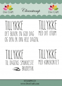 Billede: DIXI CRAFT CLEARSTAMP “Dansk Tekst” STAMP0123, Største: 5,2x3,9cm