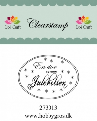 Billede: Dixi Craft Stempel, En stor og varm Julehilsen, ca. 5 cm, førpris kr. 20,00, nupris