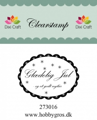 Billede: Dixi Craft Stempel, Glædelig Jul og et godt nytår, ca. 5 cm, førpris kr. 20,00, nupris