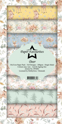 Billede: Paper Favourites Slim Card, M65, Deer, PFS001, 200gsm - 24 ark - 10x21cm