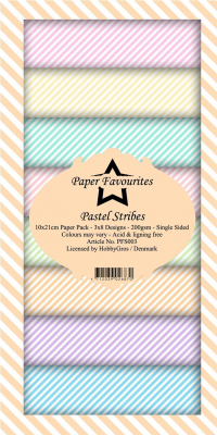 Billede: Paper Favourites Slim Card, M65, Pastel Stribes, PFS003, 200gsm - 24 ark - 10x21cm