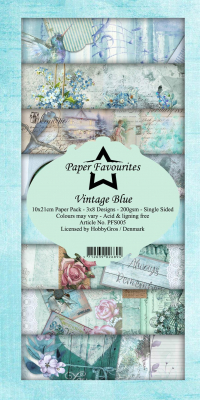 Billede: Paper Favourites Slim Card, M65, Vintage Blue, PFS005, 200gsm - 24 ark - 10x21cm