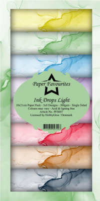Billede: Paper Favourites Slim Card, Ink Drops Light, PFS007, 200gsm - 24 ark - 10x21cm