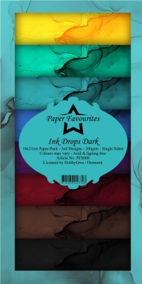 Billede: Paper Favourites Slim Card, Ink Drops Dark, PFS008, 200gsm - 24 ark - 10x21cm