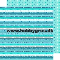 Billede: konfirmationsark turkis papir 30,5x30,5 dobbeltsidet