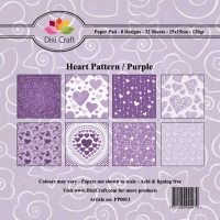 Billede: Dixi Craft Papirsblok Heart Pattern/Purple PP0013 15x15cm