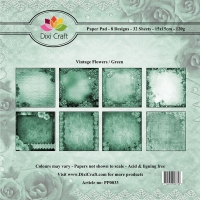 Billede: Dixi Craft Papirsblok 15x15cm PP0033, Vintage Flowers Green, førpris kr. 35,- nupris