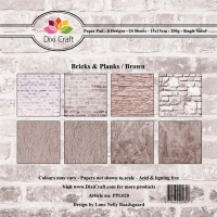 Billede: DIXI CRAFT PAPIRSBLOK 15X15CM “Bricks & Planks - Brown” PPL020, førpris kr. 35,- nupris