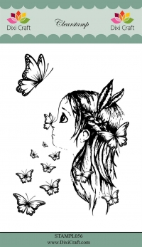 Billede: DIXI CRAFT CLEARSTAMP “Girl & Butterflies