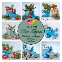 Billede: DIXI CRAFT TOPPERS 9X9CM 24 ARK ET0275, fyldt blå julestøvle, førpris kr. 20,00, nupris