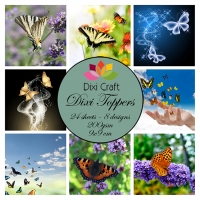 Billede: DIXI CRAFT TOPPERS 9X9CM 24 ARK ET0297 sommerfugle i skønne farver 