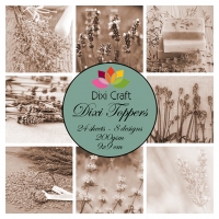 Billede: DIXI CRAFT TOPPERS 9X9CM 24 ARK ET0300 lavendel i vintagefarve, førpris kr. 20,00, nupris