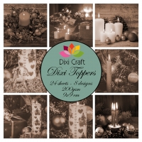Billede: DIXI CRAFT TOPPERS 9X9CM 24 ARK ET0310, vintage kalenderlys og adventlys, førpris kr. 20,00, nupris