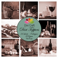 Billede: DIXI CRAFT TOPPERS 9X9CM 24 ARK ET0318, vintage vin, ost og frugt