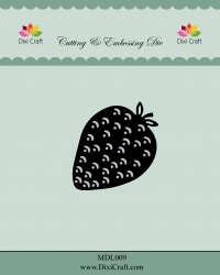 Billede: skære/prægeskabelon jordbær, DIXI CRAFT DIES “Strawberry” MDL009, 5x5,1cm, førpris kr. 40,00, nupris