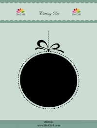 Billede: skæreskabelon julekugle stor med sløjfe, DIXI CRAFT DIE “Stitched Christmas Bell, md0046. førpris kr. 100,00, nupris