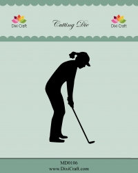 Billede: skæreskabelon kvindelig golfspiller, DIXI CRAFT DIES “Female Golf Player” MD0106, 4,33x8cm