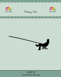 Billede: skæreskabelon fisker på klapstol, DIXI CRAFT DIES “Sitting Fisherman” MD0150, 2,8x8cm, førpris kr. 40,- nupris