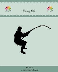 Billede: skæreskabelon fisker, DIXI CRAFT DIES “Fisherman” MD0151, 7,6x6cm, førpris kr. 48,- nupris