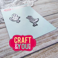Billede: skære/prægeskabelon 2 små kyllinger, Craft & You Dies 