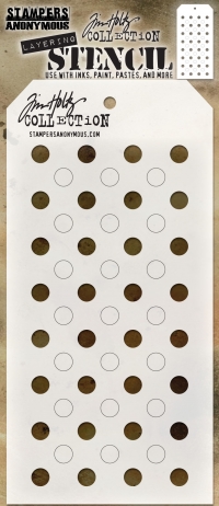 Billede: SA / Tim Holtz Layered Stencil “Dots” TH-S109, 10x21cm, førpris kr. 48,- nupris   